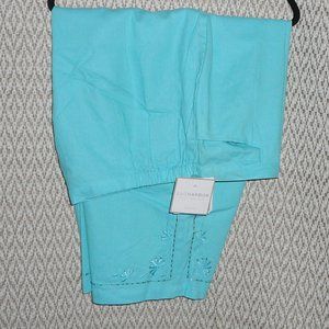 Sag Harbor Beaded Linen Blend Capri Cropped Pants Plus 24W NWT